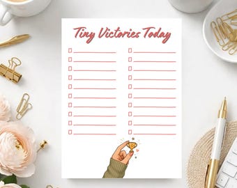 Tiny Victories Notepad | Daily Checklist Pad, Motivational Stationery