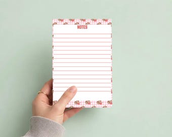 Cowgirl Cherry Notes Pad | Pink Gingham Western Notepad | Desk Stationery Gift