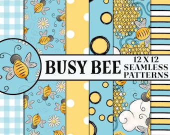 Bee Seamless Pattern, Seamless Paper, Repeating Pattern, Digital Papers Collection, Commercial Fabric Printing PNG, Scrapbooking png