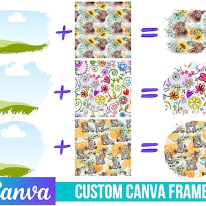 Canva Frame Bundle, Fill your own Splashes, Add Your Own Pattern Bundle, Bundle CANVA Frame Template, Editable Templates, Easy Drag and Drop