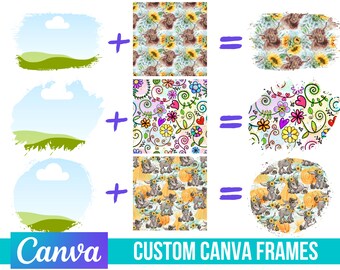 Paquete de marcos Canva, llene sus propias salpicaduras, agregue su propio paquete de patrones, agrupe la plantilla de marco CANVA, plantillas editables, fácil de arrastrar y soltar