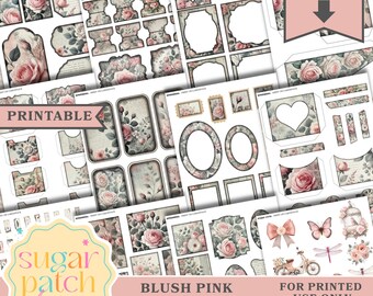 Vintage Rose Junk Journal Kit Flower Junk Journaling , Floral Junk Journal supplie Fussy Cut Printable Ephemera Pack Collage Digit Kit