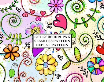 Floral Seamless Pattern, Flower Seamless Background, Sublimation Designs, Repeat Digital Papers, Printable Pattern, Scrapbooking Background