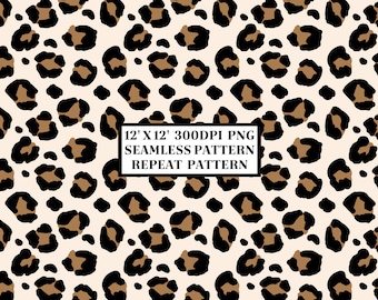 Leopard Print Seamless Pattern, Seamless Background, Sublimation Designs, Repeat Digital Papers, Printable Pattern, Scrapbooking Background