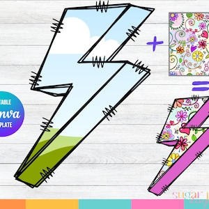 Lightning Bolt Canva Frame, Fill your own Lightning, Add Your Own Pattern, CANVA Frame Template, Editable Templates, Easy Drag and Drop