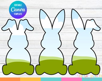 Easter Bunny Canva Frame, Fill your own Peeps, Add Your Own Pattern Bundle, CANVA Frame Template, Editable Templates, Easy Drag and Drop