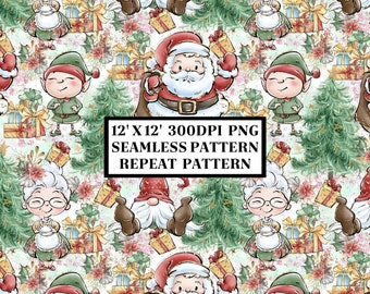 Christmas Seamless Pattern, Seamless Background, Sublimation Designs, Repeat Digital Papers, Printable Pattern,Scrapbooking Background