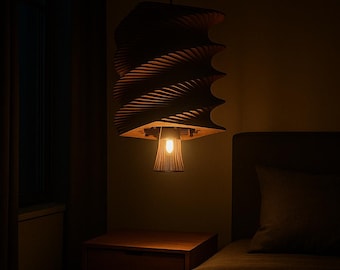 Modern Wooden Pendant Lamp SVG DXF Files | Laser Cut Light Shade (Digital Download)