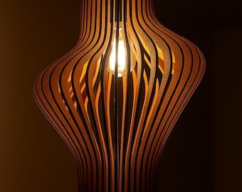 Lampada a sospensione moderna in legno: file per taglio laser (download digitale)