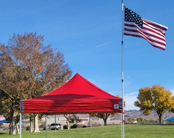 Canopy flag pole mount for portable canopies. Easy-Flag System