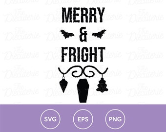 Merry & Fright Merry and Fright goth Christmas Holiday SVG EPS png Cricut Silhouette Glowforge cut file graphics clip art assets