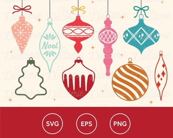 Christmas Tree Ornaments SVG EPS png Cricut cut files cut files Glowforge Silhouette graphics Christmas Holiday