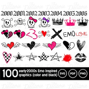 100 Early 2000s Emo Scene Graphics Color and Black | Internet Web ...
