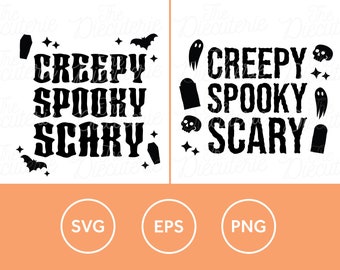 CREEPY SPOOKY SCARY Halloween bundle .svg, .eps, .png, Cricut diecut cut files Silhouette decor diy spooky season skulls cemetery horror