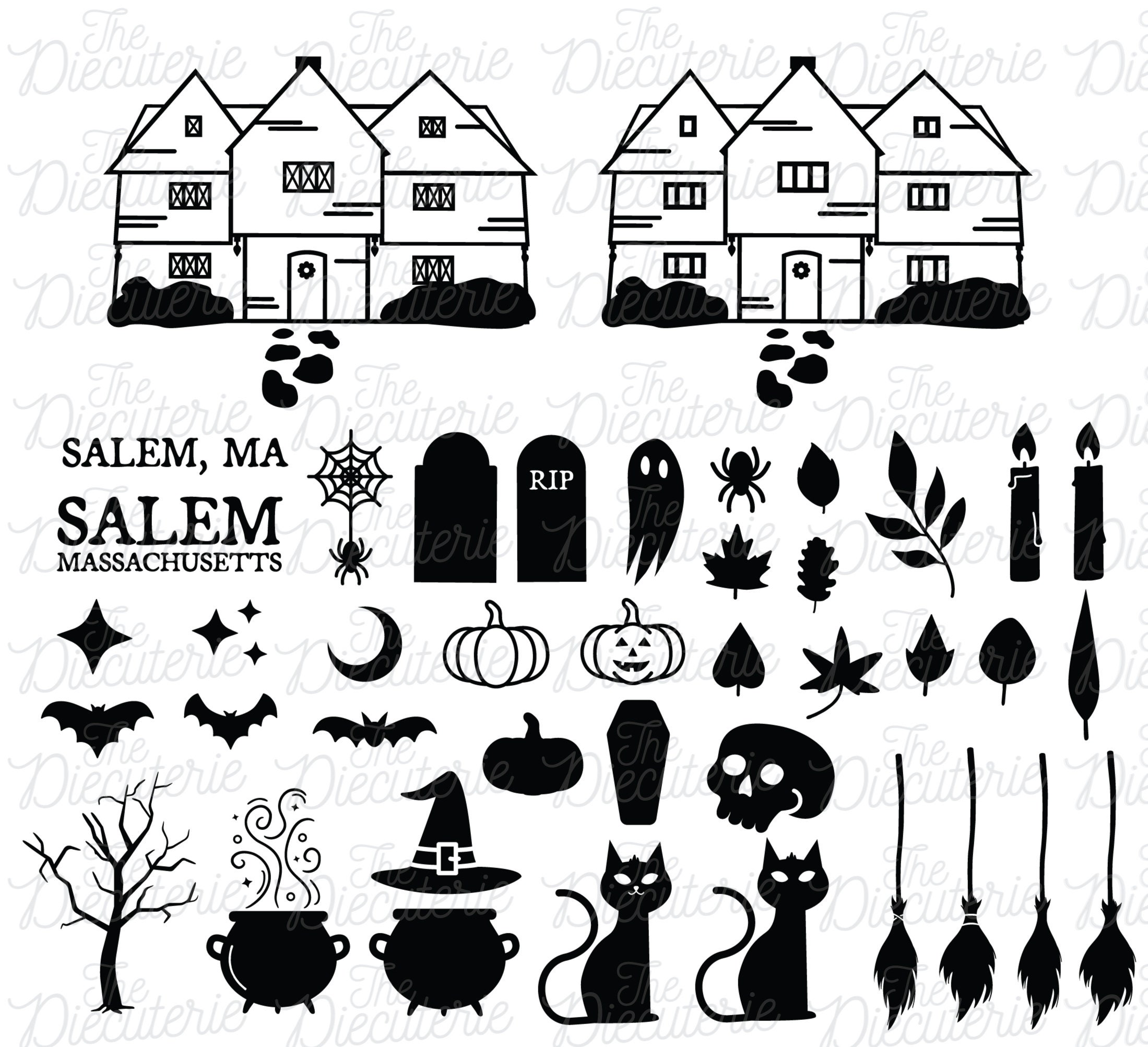 Salem Witch House Diecut SVG Png EPS Silhouette CRICUT Halloween, Fall