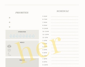 Daily Plan Printable, To Do List, Meal Plan, Manifest, Gratitude, AM PM Routine, Half Letter