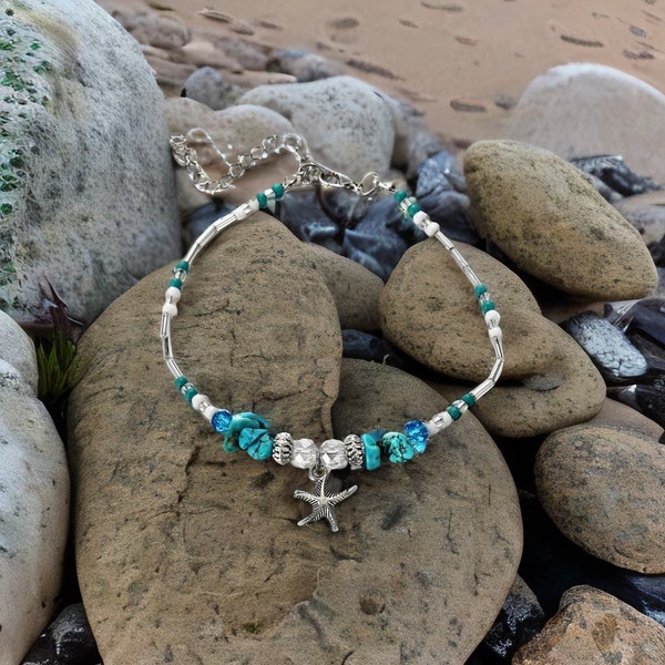Starfish Charm Beaded Anklet