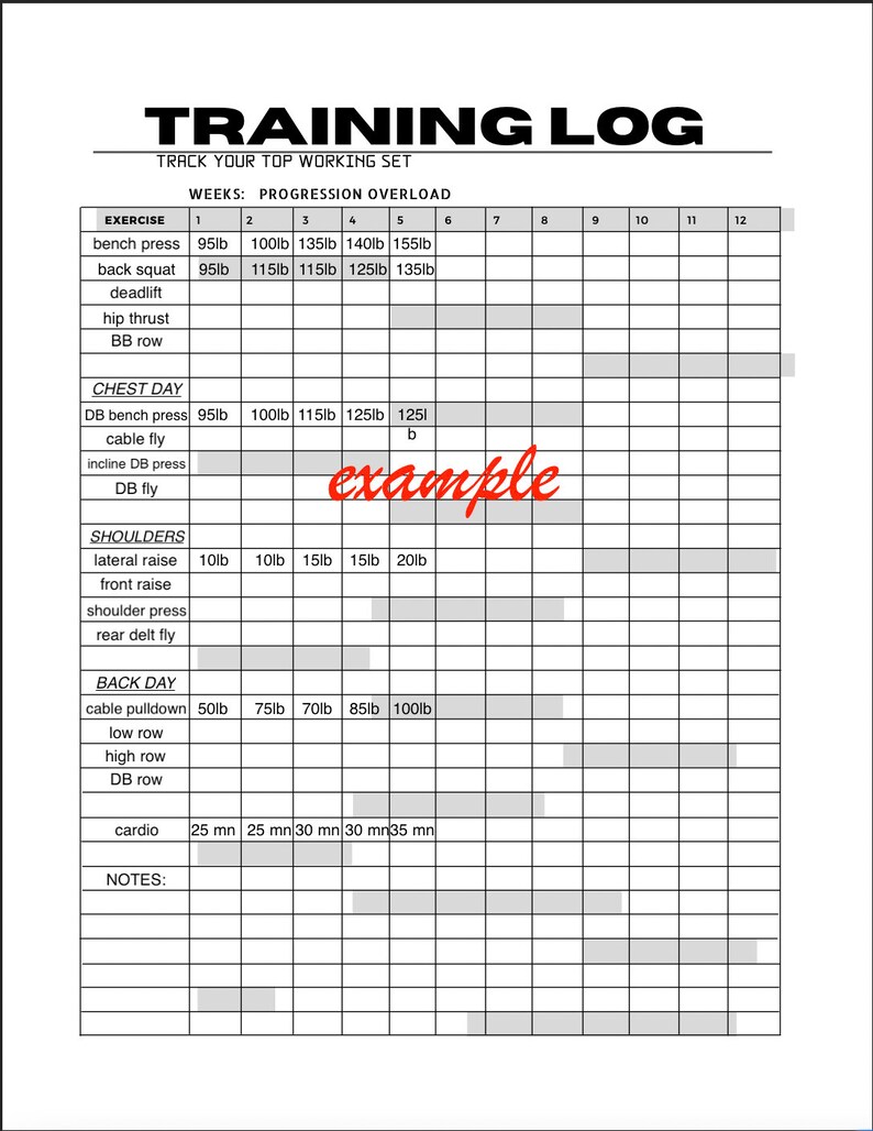 Simple Minimalist Printable, One Page, Workout Log, Workout Planner, 12 ...