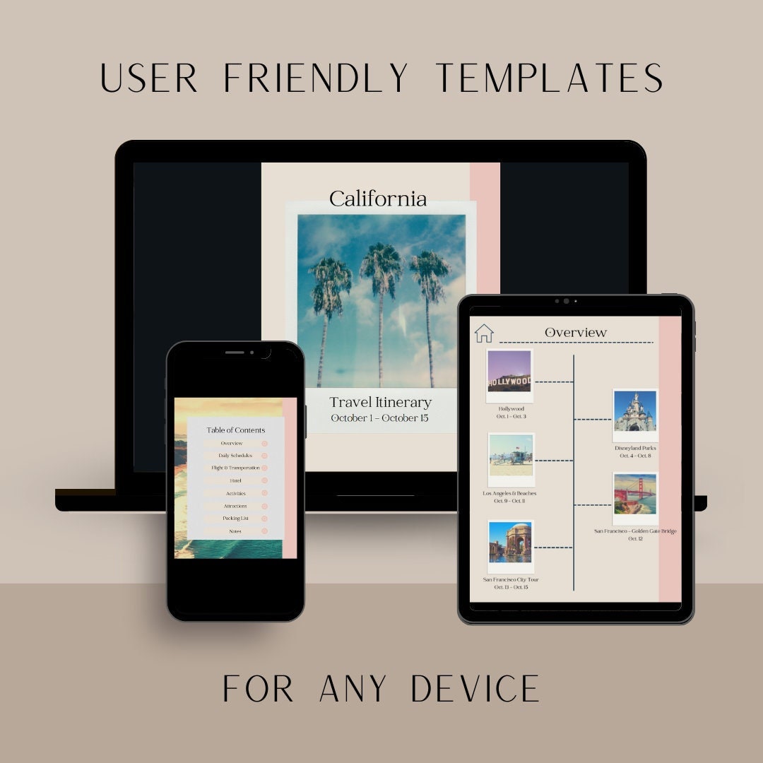 Travel Itinerary, Editable Template on Canva, Printable, Digital ...