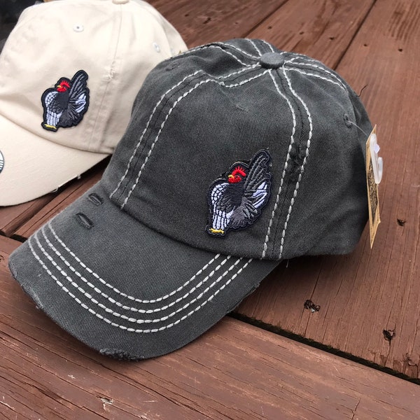 Distressed Serama Ballcap with CUSTOM patch!- Various colors available