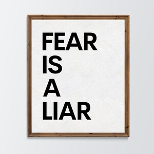 Fear is a liar, Minimalist wall decor, Mental health poster, Growth mindset, Wall collage art, Self improvement poster, Motivational poster