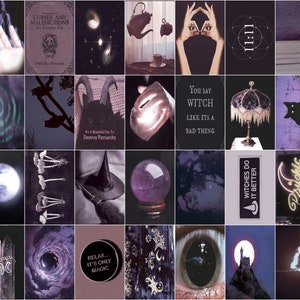 112PCS, Witchy Aesthetic Wall Collage Kit, Black/Purple/Dark Feminine/Mystic Goth/ Moody Aesthetic, Aesthetic Collage Kit, Digital Download