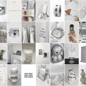 112 pièces, kit de collage mural esthétique blanc, fille vanille, fille propre, esthétique rétro, kit de collage esthétique, téléchargement numérique