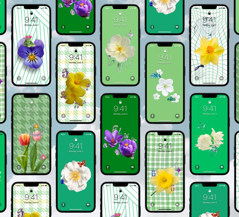 10 PCS, Minimalist Floral Phone Wallpaper, Spring Vibe, Retro Y2K