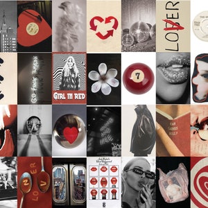 112PCS, Downtown Girl Aesthetic Wall Collage Kit, 90s / Grunge Aesthetic, Black/Red aesthetic, Aesthetic Collage Kit, Digital Download