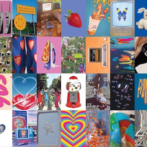 112PCS, Retro Preppy Kidcore Aesthetic Wall Collage Kit, Indie⎮Weirdcore⎮Colorful Aesthetic Prints, Aesthetic Collage Kit, Digital Download
