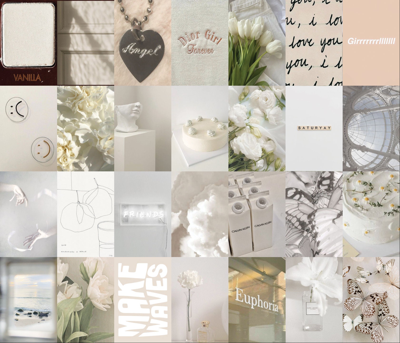 112PCS, Neutral Cream Aesthetic Wall Collage Kit, Vanilla Girl