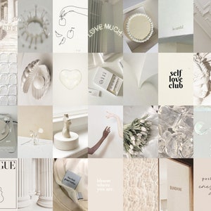 112PCS, Kit de collage mural esthétique crème neutre, Vanilla Girl Aesthetic, Clean Girl esthétique, Kit de collage esthétique, Téléchargement numérique