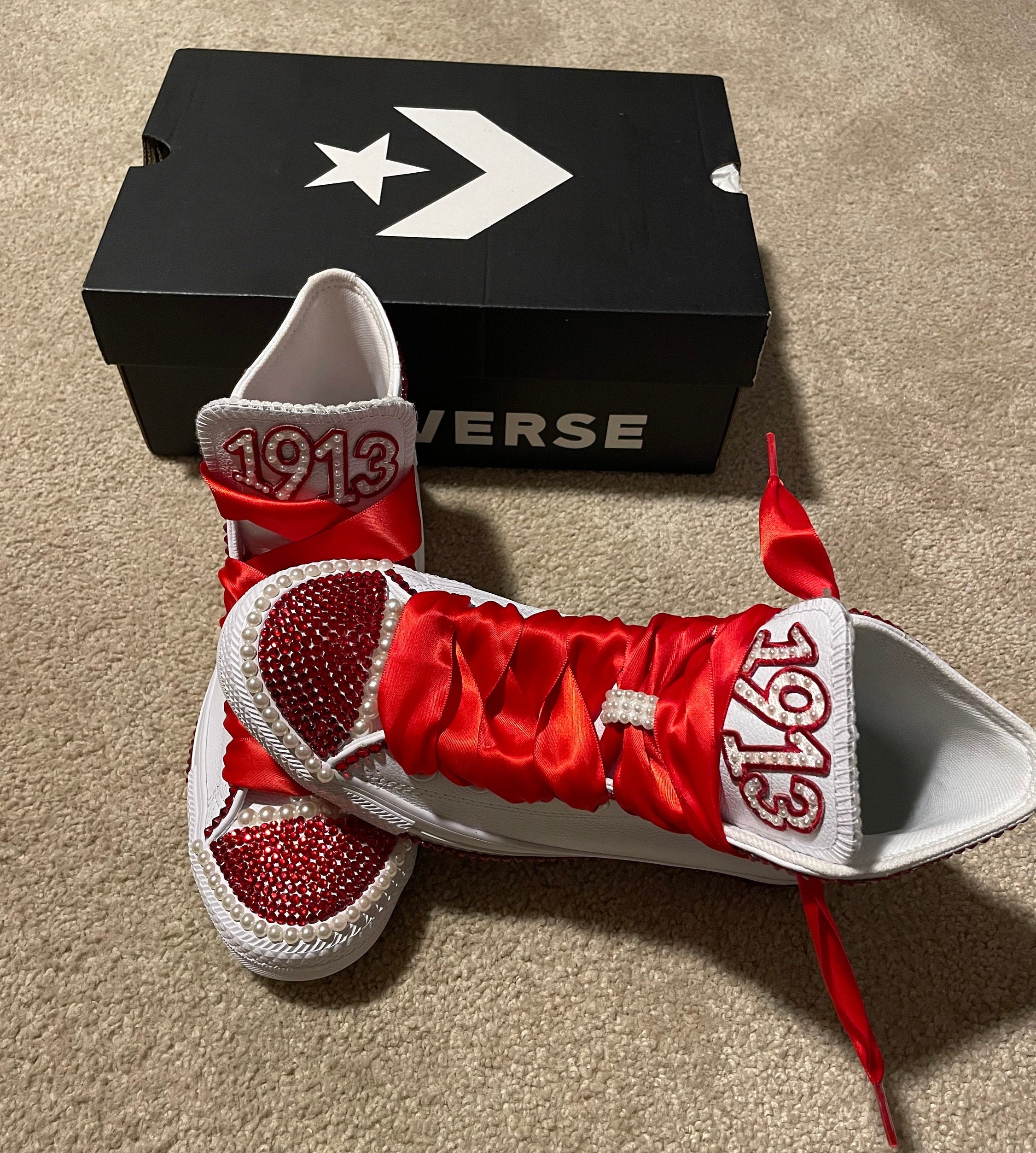 Delta Sigma Theta Red Bling Converse Low Top