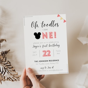 Mickey Mouse 1. Geburtstagseinladung, Oh Toodles Invite, Mickey Mouse Invite, Instant Download, printable, erster Geburtstag, Clubhaus