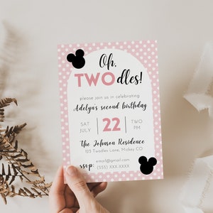 Minnie Mouse Invitation, Minnie Mouse 2nd Birthday Invitation Printable, Oh Twodles Invite, Girl Minnie Mouse Invite, INSTANT DOWNLOAD