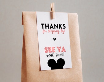 Mickey Favor Tag, Thank You Tag, Mickey Mouse Favor Tag, Birthday Baby Shower Thank You Tag, Mickey Mouse, Editable Instant Download