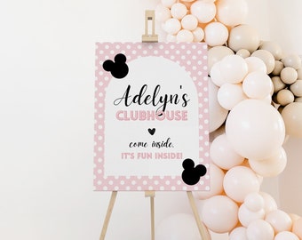 Minnie Mouse Pink Welcome Sign, Minnie Mouse Pink Welcome Board, Minnie Mouse Pink Printable Welcome Poster, INSTANT DOWNLOAD