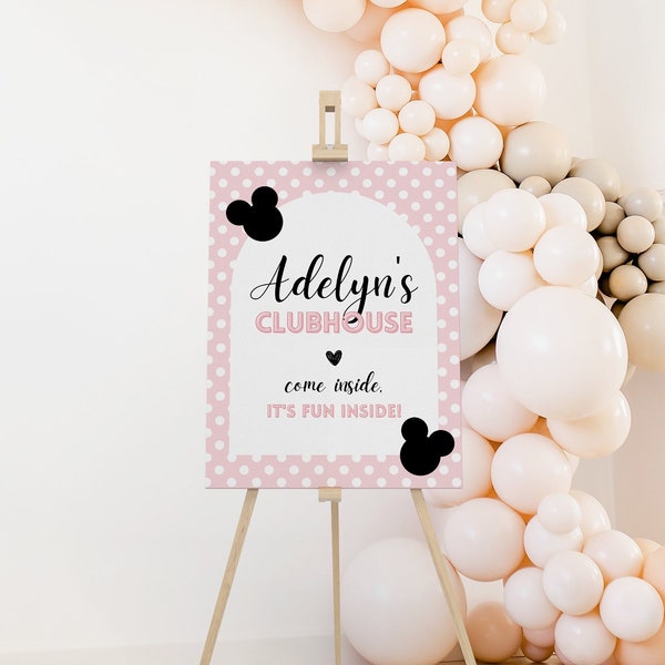 Minnie Mouse Pink Welcome Sign, Minnie Mouse Pink Welcome Board, Minnie Mouse Pink Printable Welcome Poster, INSTANT DOWNLOAD