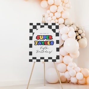 Panneau de bienvenue Super Mario, panneau moderne de Mario Bros, affiche de bienvenue de Mario, téléchargement numérique immédiat, panneau de bienvenue modifiable de Mario, panneau de Mario