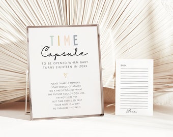 Baby Time Capsule, Baby Shower Time Capsule, Neutral Time Capsule Template, Baby Shower Game Editable Time Capsule Template Instant Download
