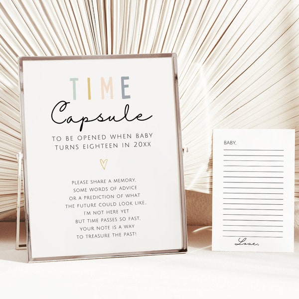 Baby Time Capsule, Baby Shower Time Capsule, Neutral Time Capsule Template, Baby Shower Game Editable Time Capsule Template Instant Download