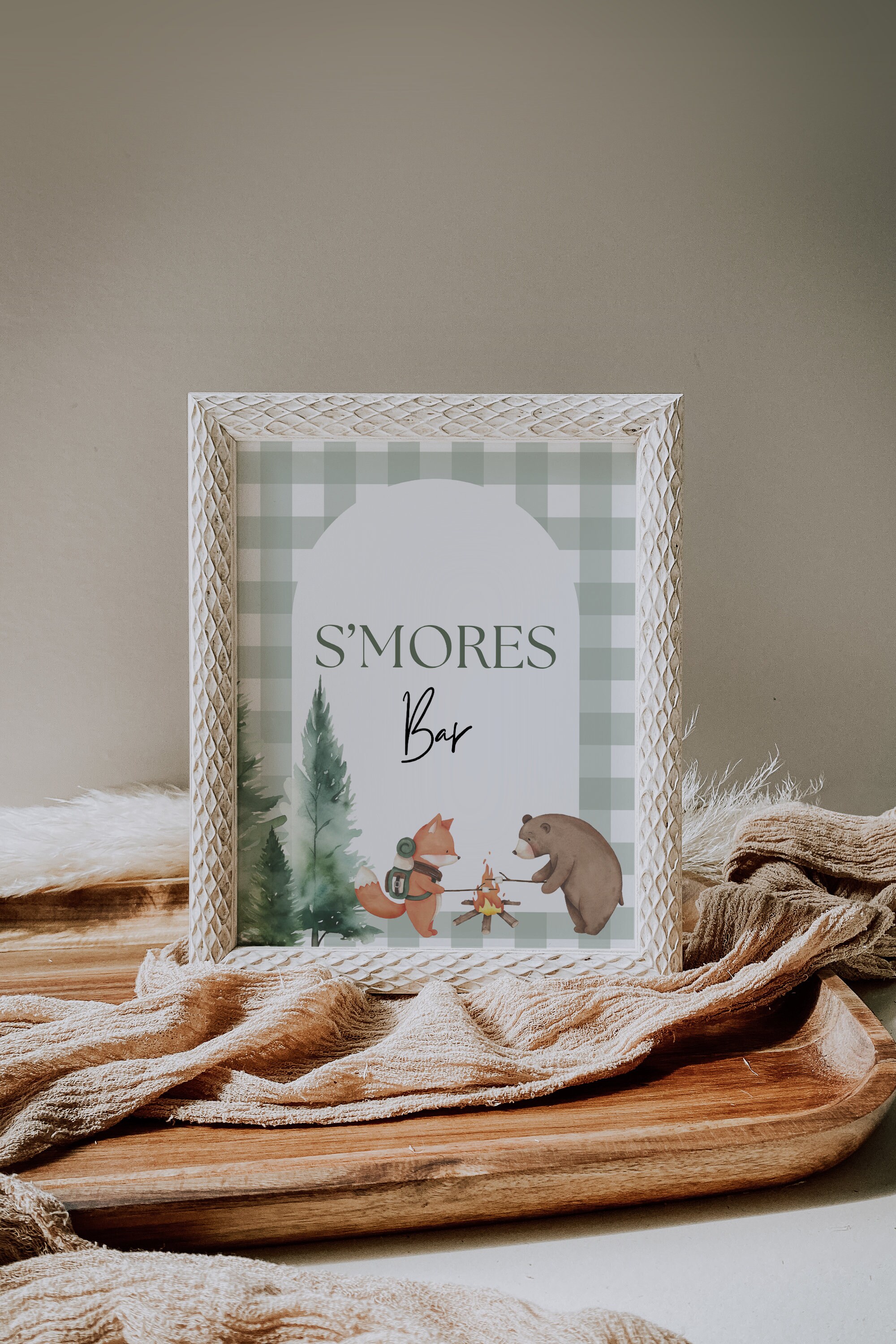 One Happy Camper Sign Bundle, One Happy Camper Signs Birthday Party, Camping 1st Birthday Sign Template, Woodland Animals, 1st Birthday Sign