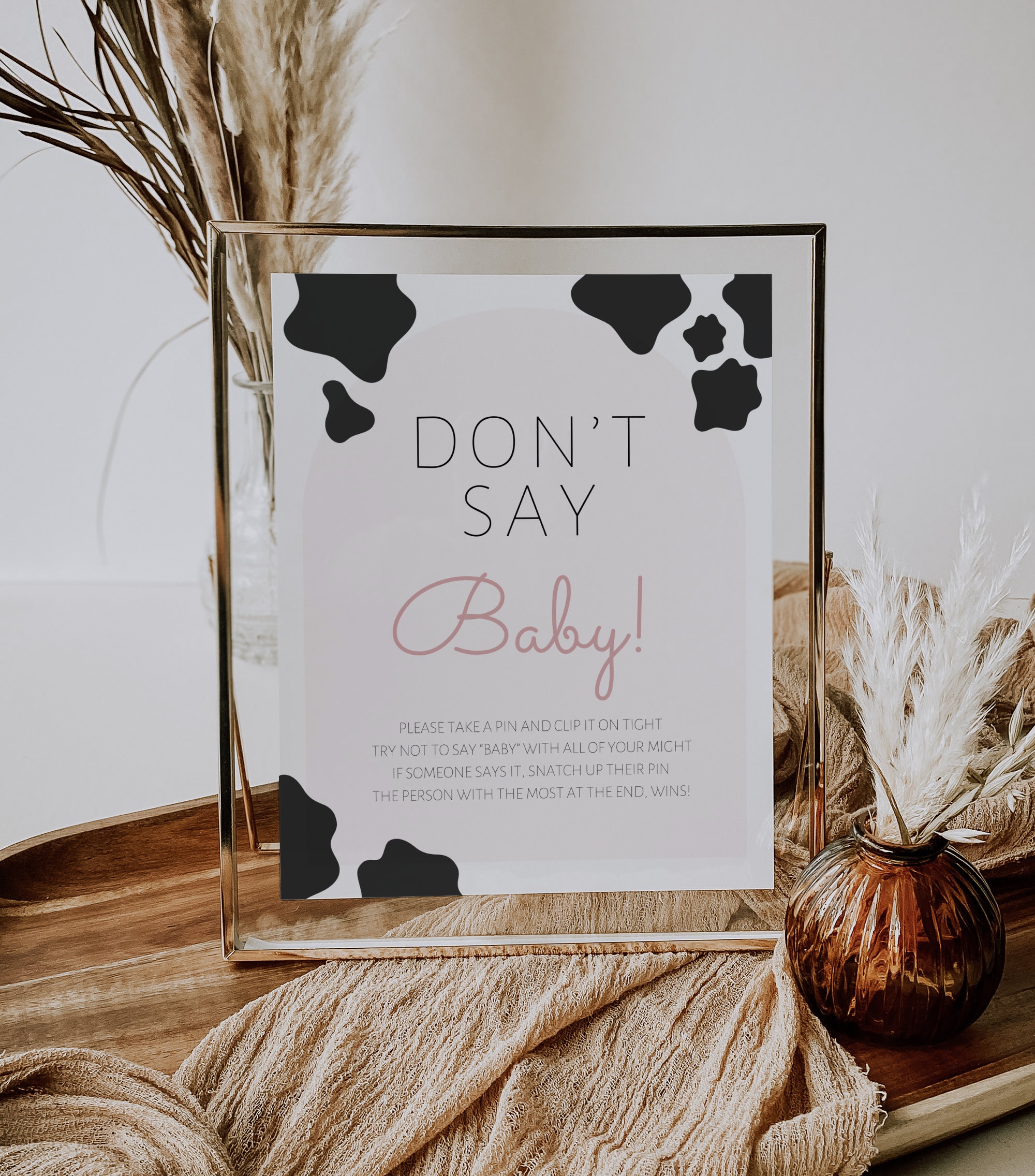 Don't Say Baby Clothespin Game Rustic Baby Shower Sign Etsy
