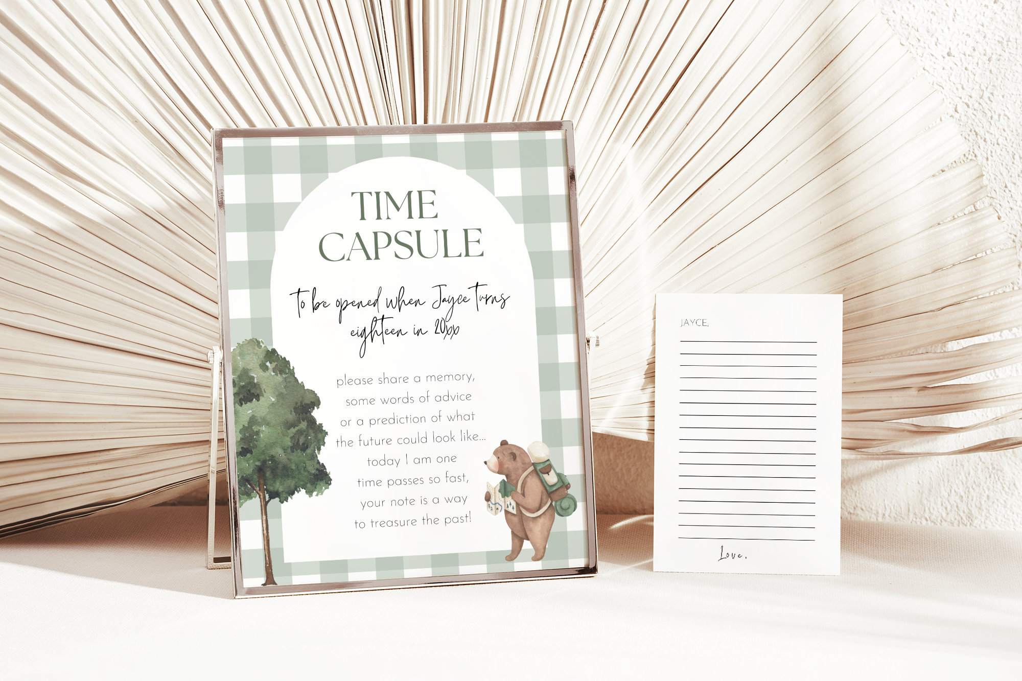 One Happy Camper Time Capsule Template, Camping 1st Birthday Sign, S'mores Bear Woodland Party Decor Editable Instant Download, Time Capsule