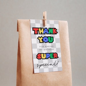 Super Mario Thank You Favor Tags, Birthday Party Printable, Mario Party ...