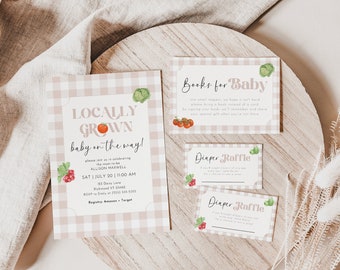 Locally Grown Baby Shower Invitation, Farmers Market Baby Shower Invitation, Locally Grown Baby Shower Invite, Gender Neutral Baby Shower