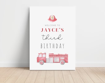 Fire Truck Welcome Sign Template, Fire Truck Welcome Poster, Fire Truck Birthday, Fire Truck Birthday Sign, Fire Truck Party Decor Modern
