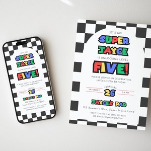 Super Mario Birthday Invitation, Mario Bros Birthday Invite, Mario Digital Evite, Digital Instant Download, Mario Birthday Invitation