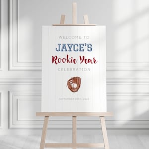 Rookie Year Welcome Sign, First Birthday Baseball Party Sign, Neutral Baseball Birthday Welcome Sign, Instant Download Baseball Welcome Sign