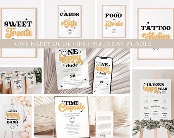 One Happy Dude Birthday Bundle, One Happy Dude Birthday Pack, One Happy Dude Invite, One Happy Dude Party Decor, Boy First Birthday Bundle